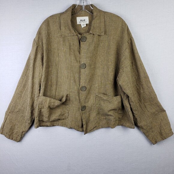 Flax Jackets & Blazers - FLAX Jeanne Engelhart Jacket Shirt Top Linen Boxy Oversized Fit size S Lagenlook